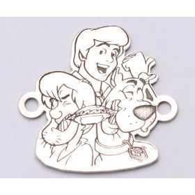 E0632-G-Link argint 925 Scooby Freddy si Shaggy  17x16.5mm 0,5 1 buc