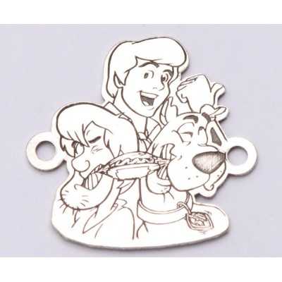 E0632-G-Link argint 925 Scooby Freddy si Shaggy  17x16.5mm 0,5 1 buc