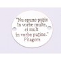 E0703-GS- Link banut argint 925 gravat cu citat Pitagora 16.5mm diametru  0.33mm grosime