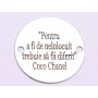 E0708-GS- Link banut argint 925 gravat cu citat Coco Chanel 16.5mm diametru  0.33mm grosime