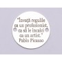 E0706-GS- Link banut argint 925 gravat cu citat Pablo Picasso  16.5mm diametru  0.33mm grosime