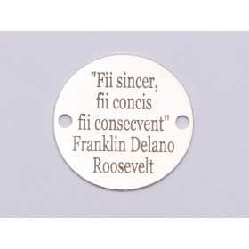 E0744-GS- Link banut argint 925 gravat cu citat Franklin Delano Roosevelt 16.5mm diametru 0.33mm grosime