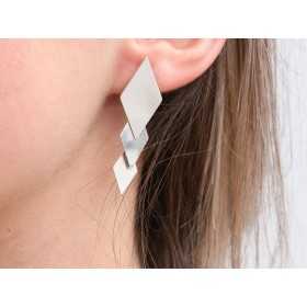 E1039-N-Cercel tija argint 925 3 Romburi 42mm lungime 0.40mm grosime-1buc