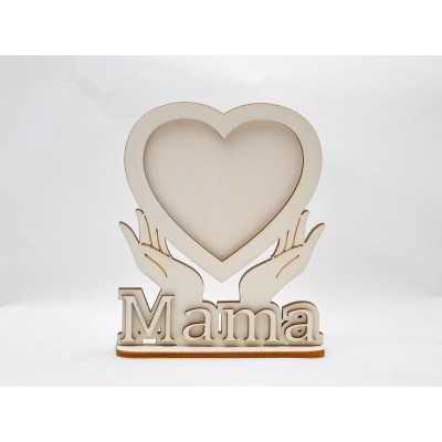L038- Rama foto din lemn in forma de inima cu suport 15x17cm 1 buc