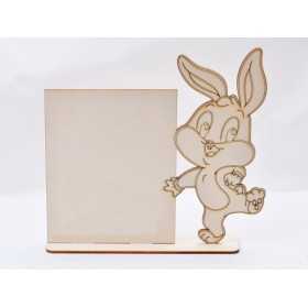 L208-Decupaj personalizabil din lemn Iepuras cu  suport 26x27cm 1 buc