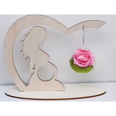 L216-Decupaj personalizabil din lemn  femeie gravida 26x27cm 1 buc