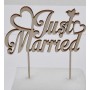 L278- Cake topper lemn "Just Married" 13x15cm  1buc