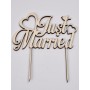 L278- Cake topper lemn "Just Married" 13x15cm  1buc