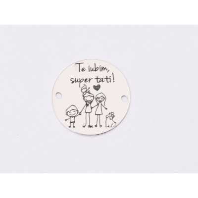 E1293 GS Link rotund argint 925 Te iubim, super tati! 16.5mm 1 buc