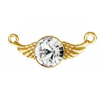 G0983-Aripa din argint placata cu aur de 24K si cristal  11x26,5MM-1 buc
