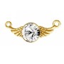 G0983-Aripa din argint placata cu aur de 24K si cristal  11x26,5MM-1 buc