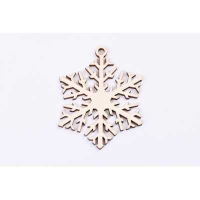 L378-Decoratiune din lemn fulg de nea  8.5 x 7 cm - 1 buc