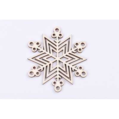 L380-Decoratiune din lemn snowflake  8 x 7 cm - 1 buc