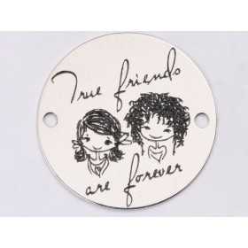 Banut din Argint 925 True Friends Are Forever 16.5 mm pentru bratara cu snur E1354