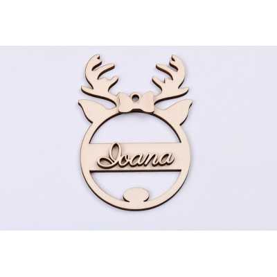 L396-Glob din lemn "Santa`s helper" personalizabil cu nume  11 x 7 cm - 1 buc