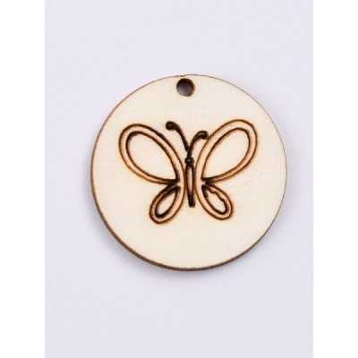 L429-Decupaj lemn rotund 3.5cm Fluturas #1  -1 buc
