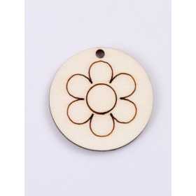 L431-Decupaj lemn rotund 3.5cm Floare  -1 buc