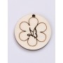 L432-Decupaj lemn rotund 3.5cm Fluturas cu floare  -1 buc