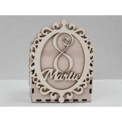 L446-Decupaj cutie lemn "8 Martie"   -1 buc