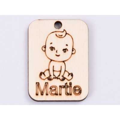 L486-Decupaj lemn 4*3cm Bebe baiat martisor  -1 buc
