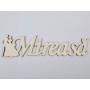 L517-Decupaj lemn text Mireasa cu figurine  30x9 cm