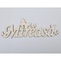 L519-Decupaj lemn text Mireasa cu fluturasi  30x9 cm