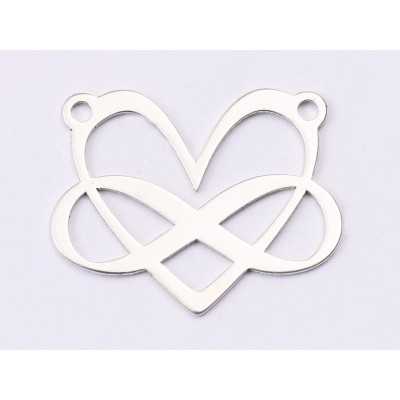 E1480 N - Pandant argint 925 Inima cu infinit,  21x17mm- 1 buc