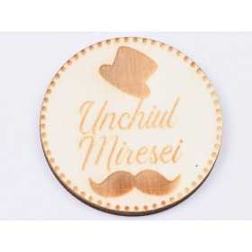 L622-Insigna lemn pentru evenimente "Socrul Mic" 5cm 1 buc