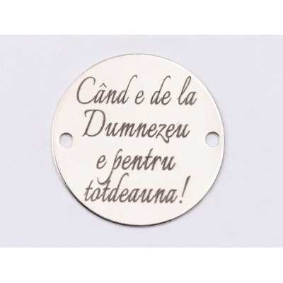 E1526 GS Link argint "Cand e de la Dumnezeu e pentru totdeauna!"  16.5mm, 0.3mm 1 buc