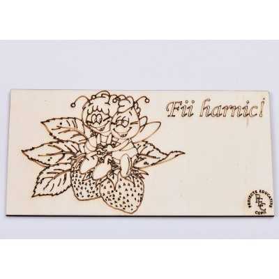 L653 - Placuta lemn pentru stimularea  creativitatii "Albinuta harnica-model 4 10x15cm- 1 buc