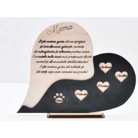 L713-Decoratiune personalizabila inima lemn " Mama"  25x20cm - 1 buc