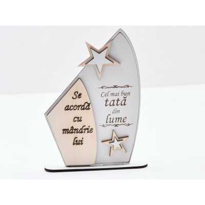 L714-Trofeu din lemn "Cel mai bun tata"  17x11cm - 1 buc