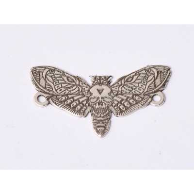 E1567 G Link argint "Fluture cap de mort"  22x12.5mm, 0.5mm 1 buc