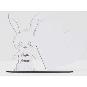 L725-Decoratiune din lemn  "Iepuras cu inima"  15x20cm - 1 buc