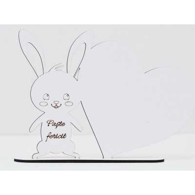 L725-Decoratiune din lemn  "Iepuras cu inima"  15x20cm - 1 buc