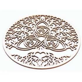 L728-Decoratiune lemn "Copacul vietii cu motive celtice" 20cm  - 1 buc
