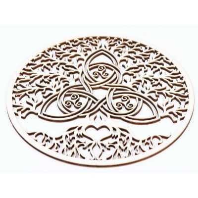 L728-Decoratiune lemn "Copacul vietii cu motive celtice" 20cm  - 1 buc