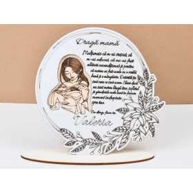 L732 -Decoratiune lemn "Draga mama" 25 cm  -1 bucata