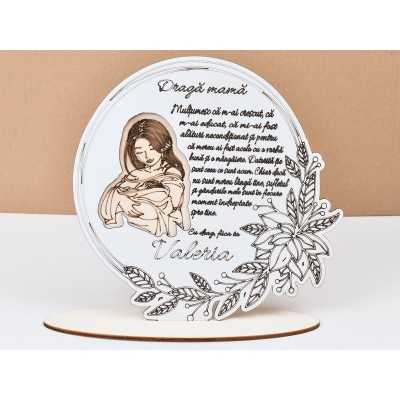 L732 -Decoratiune lemn "Draga mama" 25 cm  -1 bucata