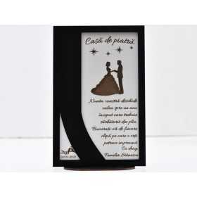 L736 -Decupaj MDF negru "Casa de piatra" 20x13 cm  -1 bucata