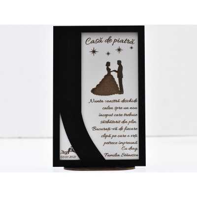 L736 -Decupaj MDF negru "Casa de piatra" 20x13 cm  -1 bucata