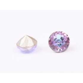 0610-Austria Chaton Round Stone, 7mm, Crystal Vitrail Light Silver Foiled - 1 buc