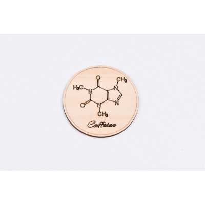 L773-Decoratiune lemn  " Cerc formula Cafeina  " 7 cm - 1 buc