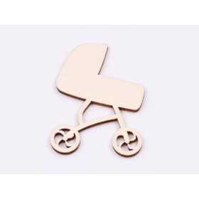 L853-Decupaj din lemn Carucior bebe A  5x5 cm - 1 buc