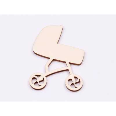 L853-Decupaj din lemn Carucior bebe A  5x5 cm - 1 buc