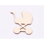 L854-Decupaj din lemn Carucior bebe B  7x5 cm - 1 buc