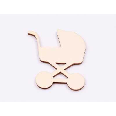 L854-Decupaj din lemn Carucior bebe B  7x5 cm - 1 buc