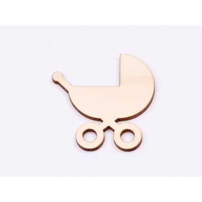 L855-Decupaj din lemn Carucior bebe C  5x5 cm - 1 buc