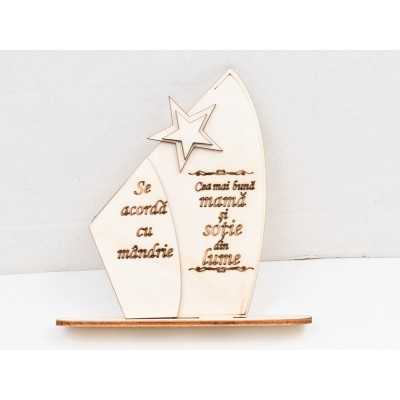 L724-Trofeu din lemn "Cea mai buna mama"  17x11cm - 1 buc
