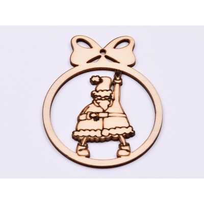 L942- Glob din lemn, Rock`n Roll Santa  10x8m - 1 buc
